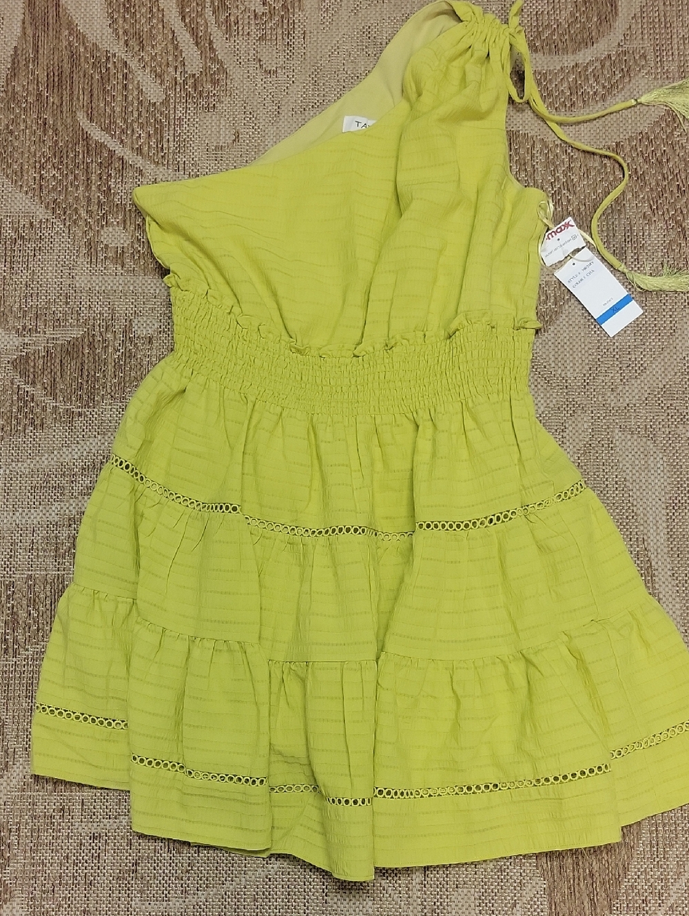 Lime One-Shoulder Tiered Dress